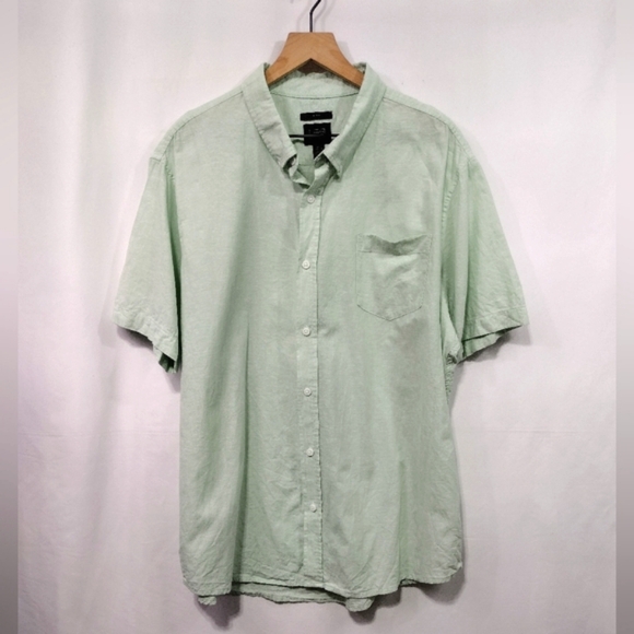 14th & Union Other - 14th & Union Linen Blend Trim Fit Button Shirt Mens 2XL Mint Casual Beach Office